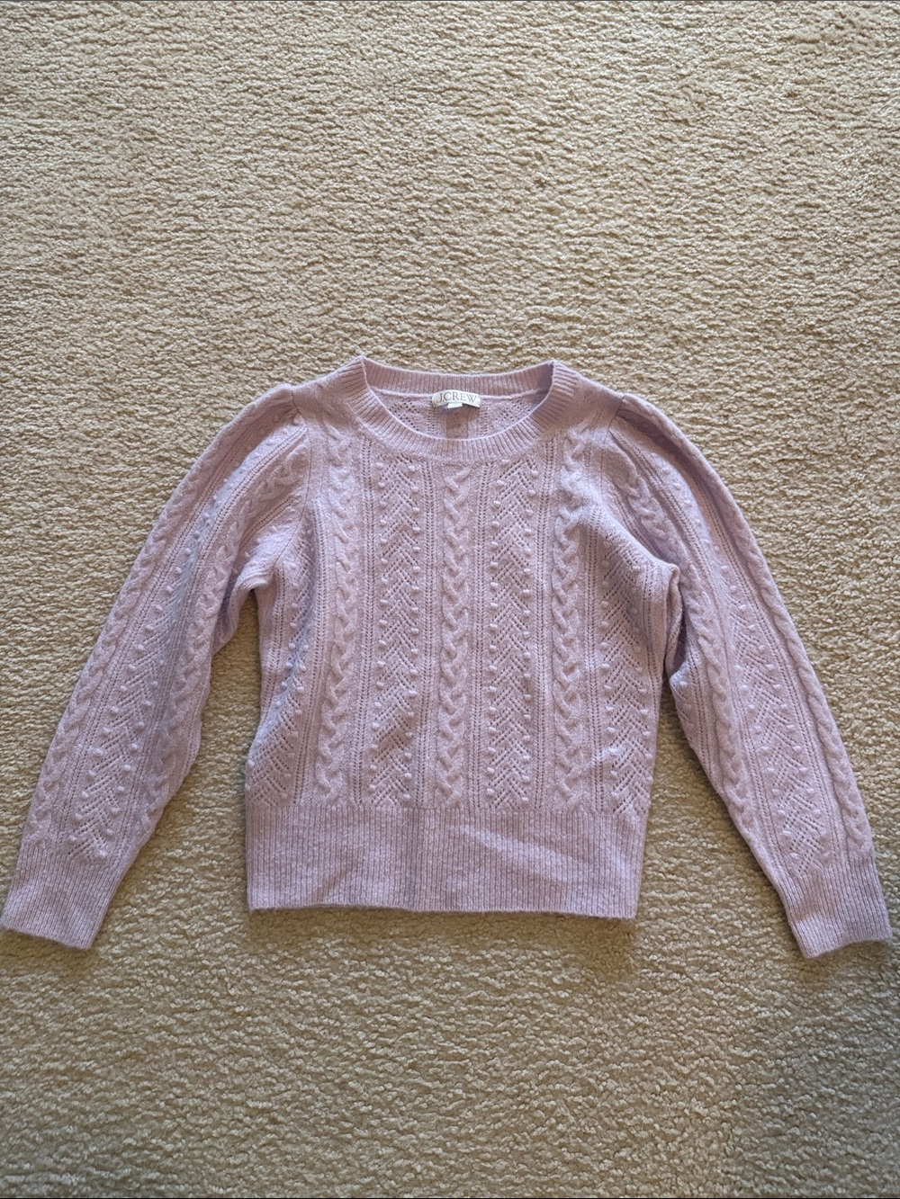 J. Crew Lavender Cable-Knit Crew Neck Sweater